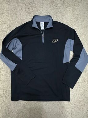 Purdue Pro Edge Black and Gray Quarter-Zip Pullover